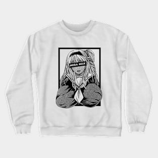 Funny Hentai Waifu Anime Girl Ecchi otaku mega milk  Oppai Crewneck Sweatshirt